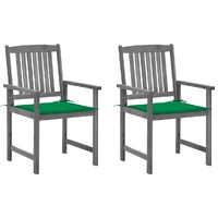 Garden Chairs with Cushions 2 pcs Grey Solid Acacia Wood