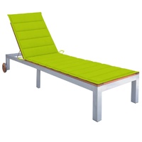 Sun Lounger with Cushion Solid Acacia Wood and Galvanised Steel