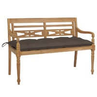 Batavia Bench with Taupe Cushion 120 cm Solid Teak Wood