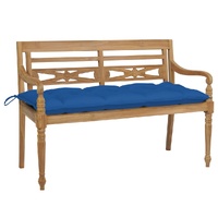 Batavia Bench with Blue Cushion 120 cm Solid Teak Wood