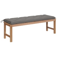Garden Bench with Grey Cushion 150 cm Solid Teak Wood