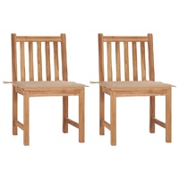 Garden Chairs 2 pcs with Cushions Solid Teak Wood