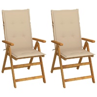 Garden Reclining Chairs 2 pcs with Cushions Solid Acacia Wood