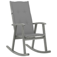 Rocking Chair with Cushions Grey Solid Acacia Wood