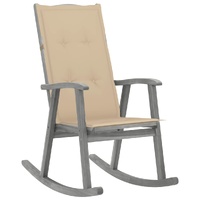Rocking Chair with Cushions Grey Solid Acacia Wood