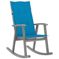 Rocking Chair with Cushions Grey Solid Acacia Wood
