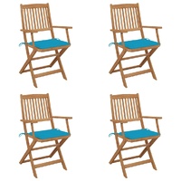 Folding Garden Chairs 4 pcs with Cushions Solid Wood Acacia