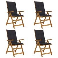 Garden Reclining Chairs 4 pcs with Cushions Solid Acacia Wood
