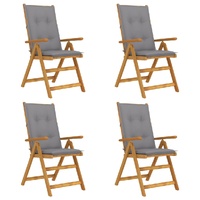Garden Reclining Chairs 4 pcs with Cushions Solid Acacia Wood