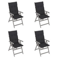 Garden Reclining Chairs 4 pcs with Cushions Solid Acacia Wood