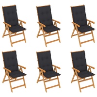 Garden Chairs 6 pcs with Anthracite Cushions Solid Teak Wood
