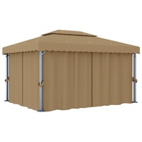 Gazebo with Curtain 4x3 m Taupe Aluminium