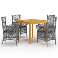 5 Piece Garden Dining Set Grey