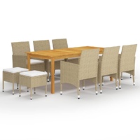 11 Piece Garden Dining Set Beige