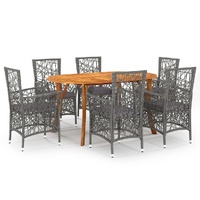 7 Piece Garden Dining Set Grey