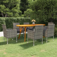 7 Piece Garden Dining Set Grey