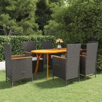 7 Piece Garden Dining Set Black
