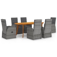 7 Piece Garden Dining Set Grey