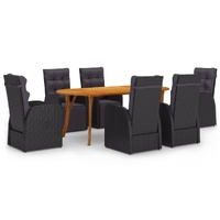 7 Piece Garden Dining Set Black