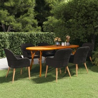 7 Piece Garden Dining Set Black