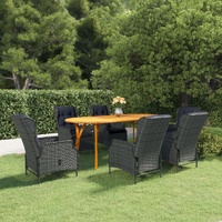 7 Piece Garden Dining Set Dark Grey