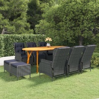 9 Piece Garden Dining Set Dark Grey