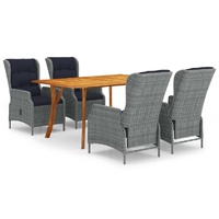 5 Piece Garden Dining Set Light Grey