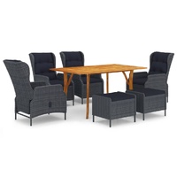 7 Piece Garden Dining Set Dark Grey