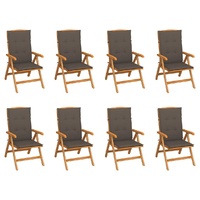 Reclining Garden Chairs with Cushions 8 pcs Solid Teak Wood