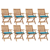 Folding Garden Chairs with Cushions 8 pcs Solid Teak Wood