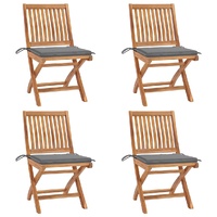 Folding Garden Chairs with Cushions 4 pcs Solid Teak Wood