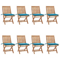 Folding Garden Chairs with Cushions 8 pcs Solid Teak Wood