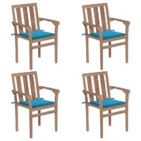 Stackable Garden Chairs with Cushions 4 pcs Solid Teak Wood