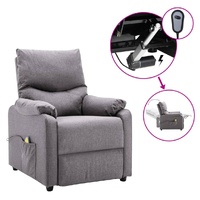 Electric Massage Recliner Light Grey Fabric
