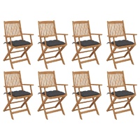 Folding Outdoor Chairs with Cushions 8 pcs Solid Wood Acacia