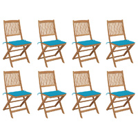Folding Outdoor Chairs with Cushions 8 pcs Solid Wood Acacia