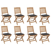 Folding Outdoor Chairs with Cushions 8 pcs Solid Wood Acacia