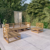5 Piece Garden Lounge Set Honey Brown Solid Pinewood