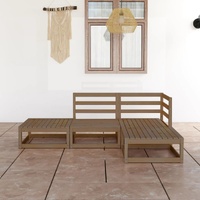 4 Piece Garden Lounge Set Honey Brown Solid Pinewood