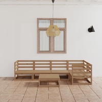6 Piece Garden Lounge Set Honey Brown Solid Pinewood