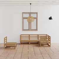5 Piece Garden Lounge Set Honey Brown Solid Pinewood