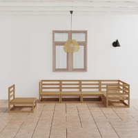 6 Piece Garden Lounge Set Honey Brown Solid Pinewood