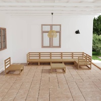 8 Piece Garden Lounge Set Honey Brown Solid Pinewood