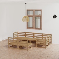 7 Piece Garden Lounge Set Honey Brown Solid Pinewood