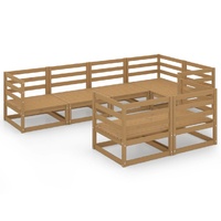 7 Piece Garden Lounge Set Honey Brown Solid Pinewood