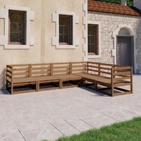 6 Piece Garden Lounge Set Honey Brown Solid Pinewood