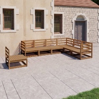 7 Piece Garden Lounge Set Honey Brown Solid Pinewood