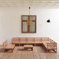 11 Piece Garden Lounge Set Honey Brown Solid Pinewood