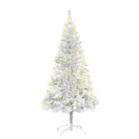 Artificial Pre-lit Christmas Tree with Stand Silver 150 cm PET
