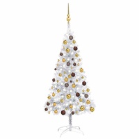 Artificial Pre-lit Christmas Tree with Ball Set Silver 150 cm PET